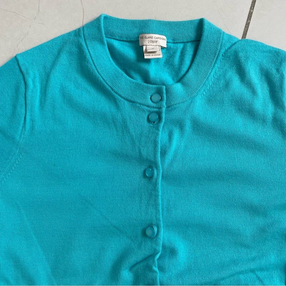 J.Crew Light Turquoise 3/4 Sleeved Cotton Cardigan